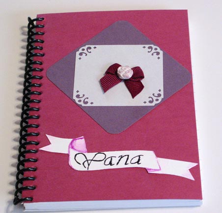 Picture of altered notebook cover for my friend, Yana.